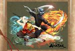  aang avatar:_the_last_airbender avatar_(series) bad_id bad_pixiv_id bald fire mask multiple_boys nickelodeon staff sword torata weapon wind zuko 