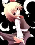  ayase_midori blonde_hair hair_ribbon looking_back outstretched_arms red_eyes ribbon rumia short_hair solo spread_arms touhou 