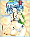  backpack bad_id bad_pixiv_id bag bikini blue_eyes blue_hair hair_bobbles hair_ornament hat kawashiro_nitori key navel short_hair solo striped striped_bikini sumire_(sumiringo2008) swimsuit touhou twintails two_side_up 