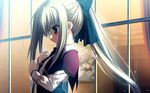  blush chikotam eden_they_were_only_two_on_the_planet grey_hair kuroi_mimei long_hair profile ribbon sion_(eden) skyt2 solo 