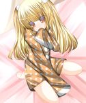  angel_beats! bad_id bad_pixiv_id blonde_hair blush highres pajamas solo tabuchi_(tabuchisanchi) twintails yusa_(angel_beats!) 