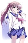  angel_beats! blonde_hair headset ink_(artist) microphone no_legwear red_eyes school_uniform serafuku solo twintails yusa_(angel_beats!) 