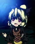  bad_id bad_pixiv_id blonde_hair bow kurodani_yamame open_mouth red_eyes sawayaka_samehada solo tears touhou 