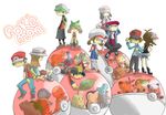  5girls :&lt; alternate_costume backpack backwards_hat bad_id bad_pixiv_id bag bandana baseball_cap beanie beret bike_shorts black_hair blue_(pokemon) boots brown_hair bulbasaur cabbie_hat charmander chikorita chimchar coat cyndaquil denim english everyone gen_1_pokemon gen_2_pokemon gen_3_pokemon gen_4_pokemon gen_5_pokemon gloves gold_(pokemon) happy haruka_(pokemon) hat hikari_(pokemon) jacket jeans kotone_(pokemon) kouki_(pokemon) looking_down looking_up mudkip multiple_boys multiple_girls oshawott overalls pants piplup poke_ball pokegear pokemon pokemon_(creature) pokemon_(game) pokemon_bw pokemon_dppt pokemon_emerald pokemon_frlg pokemon_hgss pokemon_platinum pokemon_rse ponytail popped_collar porkpie_hat red_(pokemon) red_(pokemon_frlg) scarf shorts simple_background sitting skirt smile snivy socks squirtle tameikirakuda tepig thighhighs torchic totodile touko_(pokemon) touya_(pokemon) treecko turtwig twintails vs_seeker white_legwear winter_clothes wristband yuuki_(pokemon) zettai_ryouiki 