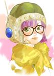  1girl chrono_(series) chrono_trigger female glasses green_eyes headset helmet kazaana lucca_ashtear purple_hair short_hair solo 