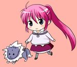  blue_eyes chibi kuromitu_(kageneko) lowres lyrical_nanoha mahou_shoujo_lyrical_nanoha mahou_shoujo_lyrical_nanoha_a's mahou_shoujo_lyrical_nanoha_strikers pantyhose pink_hair ponytail signum solo zafira 