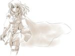  armor cape fire_emblem fire_emblem:_seisen_no_keifu lachesis_(fire_emblem) long_hair monochrome shoulder_pads skirt solo sumeragi_(black_rose) 