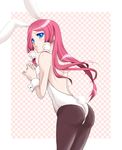  animal_ears ass bad_id bad_pixiv_id blazblue blue_eyes bunny_ears bunnysuit fishnet_pantyhose fishnets highres kikuyoshi long_hair looking_back pantyhose pink_hair red_hair solo tsubaki_yayoi twintails 