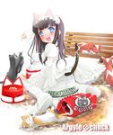  animal_ears blue_eyes cat cat_ears hazuki_(tsukuyomi) komame_(wanton) long_hair milk skirt skirt_lift solo tail tsukuyomi_moonphase 