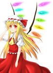  alternate_hairstyle blonde_hair flandre_scarlet hanazome_dotera hat long_hair red_eyes solo touhou wings 