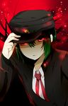 angel_beats! bad_id bad_pixiv_id green_hair hat highres male_focus naoi_ayato red_eyes rimako solo 
