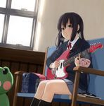  :o bad_id bad_pixiv_id bag black_hair blazer brown_eyes cup guitar highres instrument jacket k-on! kneehighs legs long_hair mug nakano_azusa nananichi neck_ribbon open_mouth red_ribbon ribbon school_uniform sitting skirt socks solo twintails 