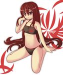  bad_id bad_pixiv_id barefoot bikini brown_eyes kneeling long_hair red_hair ryuu_(dragon'snest) shakugan_no_shana shana solo swimsuit 