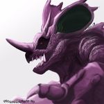  claws fangs gen_1_pokemon glowing glowing_eyes horns kompepperochu lowres male_focus nidoking no_humans pokemon pokemon_(creature) realistic simple_background solo white_background 