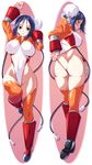  aoi_nagisa_(metalder) arcana_heart armor arms_up ass blue_hair blush breasts bun_cover curvy dakimakura double_bun green_eyes large_breasts looking_back mei-fang multiple_views navel pussy_juice see-through shrug_(clothing) sweat thighhighs 