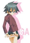  ass bad_id bad_pixiv_id blue_eyes blue_hair blush ga_geijutsuka_art_design_class looking_back mooning panties panty_pull plaid plaid_skirt school_uniform short_hair skirt solo tomokane umekichi underwear 