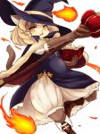  boots brown_eyes cat furry hat magic_stick open_mouth short_hair takeshi_kemo white_hair witch_hat 