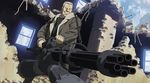  absurdres artist_request batou gatling_gun ghost_in_the_shell ghost_in_the_shell_stand_alone_complex gun highres huge_weapon male_focus ponytail solo weapon 