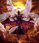  angel angel_wings cefca_palazzo cherub demon_wings fangs final_fantasy final_fantasy_vi halo highres male_focus multiple_boys multiple_wings mutsuki_(moonknives) seraph sky source_quote spoilers translated wings 