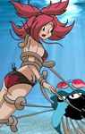  1girl asuna_(pokemon) bdsm bondage bound gym_leader pokemon red_hair tentacruel underwater 