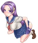  asamiya_athena hair_ornament long_hair purple_hair school_uniform solo st.germain-sal star star_hair_ornament the_king_of_fighters the_king_of_fighters_xiii undressing 