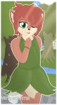  2019 anthro belt black_nose clothing elora faun female fur green_eyes hair leaf_clothing legs_together looking_at_viewer open_mouth short_hair solo spyro_the_dragon teeth tongue video_games vinylrooster wristband 