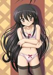  alastor_(shakugan_no_shana) black_hair bra brown_eyes frilled_panties frills jewelry lingerie long_hair panties pendant shakugan_no_shana shana thighhighs underwear underwear_only uninigumi 