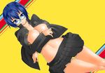  bad_id bad_pixiv_id blue_eyes blue_hair breasts cleavage glasses houndstooth large_breasts midriff navel persona persona_4 shirogane_naoto short_hair solo sora_megumu 