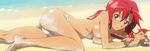  artist_request ass barefoot beach bikini bikini_bottom breast_press breasts cleavage day feet large_breasts legs long_hair long_legs lossy-lossless lying ocean on_side outdoors pieces_of_sweet_stars red_hair sand screencap seashell shell solo stitched swimsuit tan tengen_toppa_gurren_lagann third-party_edit topless underboob water wet white_bikini yellow_eyes yoko_littner 