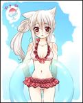  amaterasu bikini front-tie_top loverial+phantom lowres ookami_(game) red_eyes solo swimsuit white_hair 