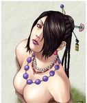  azasuke black_hair braids cleavage earrings final_fantasy final_fantasy_x lulu necklace photoshop 
