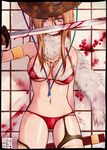  aya_(oneechanbara) bikini blonde_hair blood messiah_cage oneechanbara solo swimsuit thigh_strap 