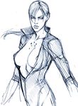  bodysuit jill_valentine monochrome nipples resident_evil resident_evil_5 scar scars sketch 