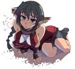  :o animal_ears bad_id bad_pixiv_id bike_shorts blush braid breasts collar covered_nipples green_eyes karura_(utawareru_mono) kusanagi_tonbo large_breasts long_hair metal_collar oekaki solo utawareru_mono 