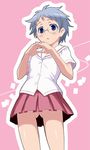  bad_id bad_pixiv_id blue_eyes blue_hair glasses kazekoshi_school_uniform maruto! saki school_uniform short_hair skirt solo upskirt yoshitome_miharu 