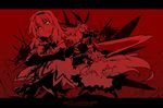  alice_margatroid beru glowing glowing_eyes letterboxed monochrome pink_eyes red solo spot_color sword touhou weapon 