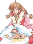  blush brown_hair cameltoe cape closed_eyes earrings headband jewelry lilka_eleniak panties pee peeing red_footwear shoes sitting solo star tears thighhighs twintails underwear wild_arms wild_arms_2 wild_arms_2nd_ignition 