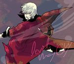  1boy capcom dante dante_(devil_may_cry) devil_may_cry jacket sword weapon white_hair 