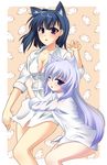  animal_ears aoi_shiro cat_ears multiple_girls nami_(aoi_shiro) nightshirt osanai_shouko shiboru 