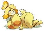  &lt;3 &lt;3_eyes 2018 4_finger animal_crossing anthro areola bedroom_eyes belly big_areola big_breasts black_nose blush breast_rest breasts canid canine canis deep_navel dipstick_tail domestic_dog eyelashes female floppy_ears fur hair half-closed_eyes hand_on_breast huge_breasts isabelle_(animal_crossing) looking_at_viewer lying mammal multicolored_fur multicolored_tail nintendo nipples on_side orange_fur pofuilly pose puffy_areola seductive shih_tzu slightly_chubby smile solo thick_thighs video_games white_fur wide_hips yellow_fur 