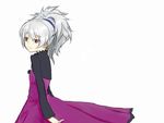  darker_than_black dress ponytail purple_eyes resizing_artifacts silver_hair solo yin 