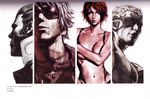  3boys artbook artist_request eyepatch highres k' maxima monochrome multiple_boys muscle naked_suspenders nude official_art ramon_(kof) scan sunglasses suspenders the_king_of_fighters topless vanessa_(king_of_fighters) 