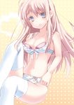  bad_id bad_pixiv_id blonde_hair blue_eyes bra ise k-on! kotobuki_tsumugi lingerie long_hair panties solo thighhighs underwear underwear_only white_legwear 