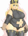  blonde_hair blue_eyes breasts fat hiro5452 huge_breasts morning_star pubic_hair weapon 