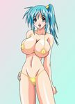  bikini blue_hair breasts divergence_eve highres huge_breasts kureha_misaki legion_group legs micro_bikini midriff sexy smile swimsuit thighs 