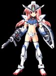  1girl endoh_ifrina endou_ifrina female figu@mate game_cg gun helmet lowres mecha_musume mitsuki_mantarou parody pink_hair shield solo weapon 