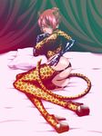  animal_ears animal_print ass breasts cat_ears elbow_gloves garter_belt gloves hair_bun high_heels large_breasts latex legs leopard leopard_print long_legs lying nagi_yuuji naughty_face on_side original panties red_hair shoes solo tail thighhighs thighs thong underwear yellow_eyes 