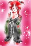  blush dress futari_wa_precure hair_ribbon jewelry koyama_shouko necklace precure red_eyes red_hair ribbon solo sparkle twintails 