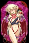  blonde_hair blush demon demon_wings horns long_hair navel red_eyes ribbon valentine 