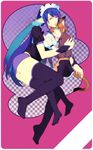  animal_ears bad_id bad_pixiv_id blue_hair breast_grab breasts brown_hair cat_ears grabbing highres judith large_breasts maid multiple_girls pencil_skirt pointy_ears rita_mordio short_hair silvis skirt tales_of_(series) tales_of_vesperia thighhighs 